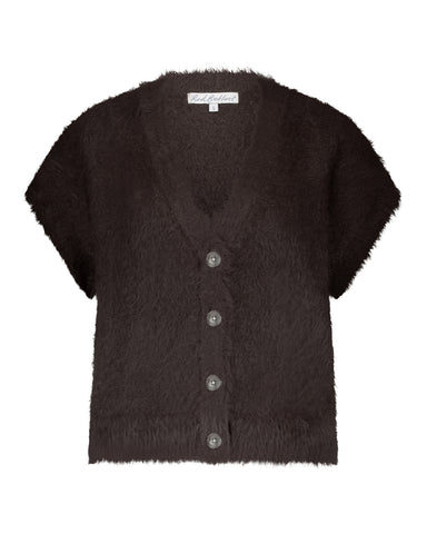 Vest Sleeveless Fuzzy Espresso | Red Button