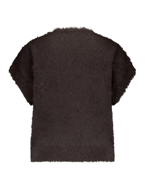 Vest Sleeveless Fuzzy Espresso | Red Button