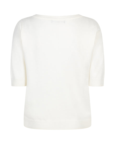 Top Sweet Ribbon Ecru | Red Button