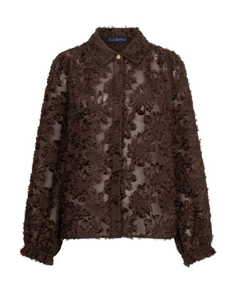 Blouse Fringes Brown | Red Button