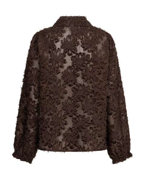 Blouse Fringes Brown | Red Button