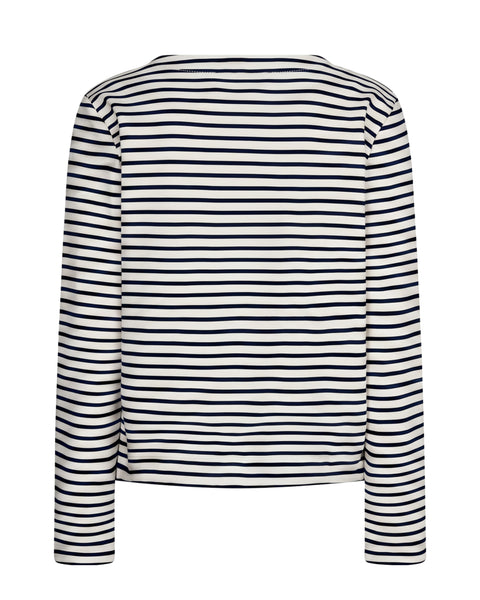 Top Terry Stripe Navy | Red Button