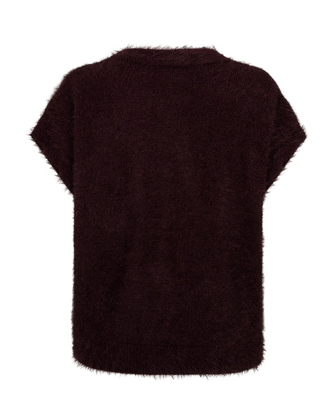 Vest Sleeveless Fuzzy Burgundy | Red Button
