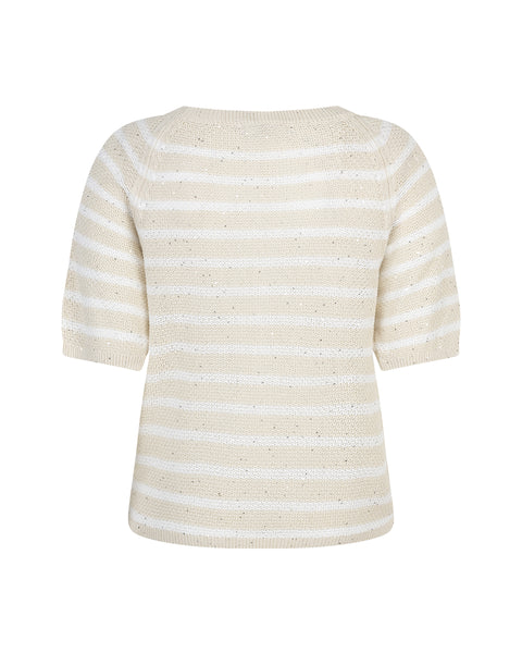Top Stripe Sequins Oatmeal | Red Button