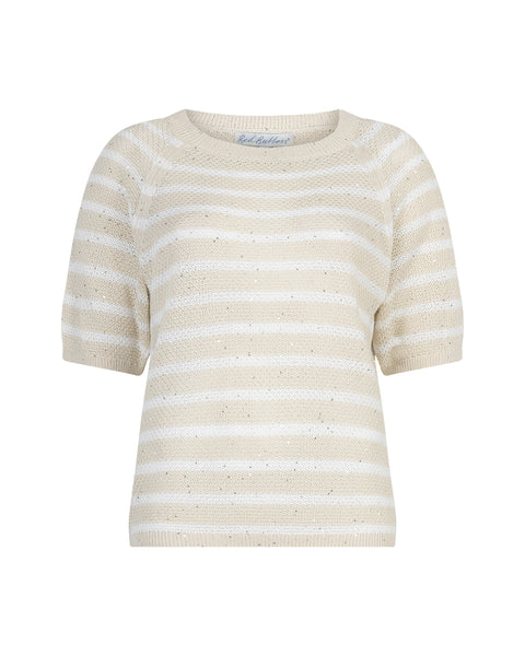 Top Stripe Sequins Oatmeal | Red Button
