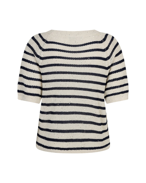 Top Stripe Sequins Dark Blue | Red Button