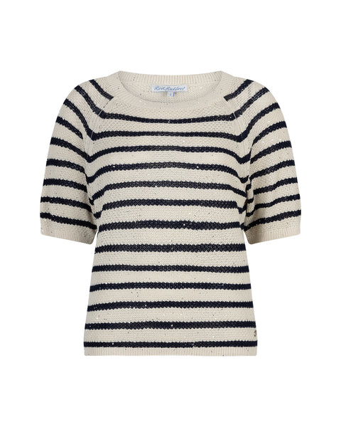 Top Stripe Sequins Dark Blue | Red Button