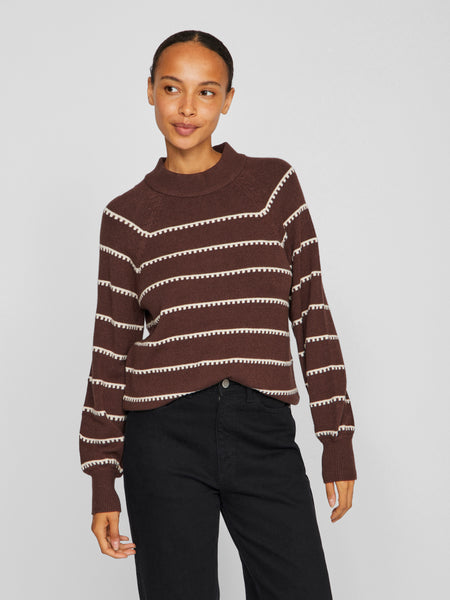 Trui Crewneck Viril Stripe Coffee Bean | Vila