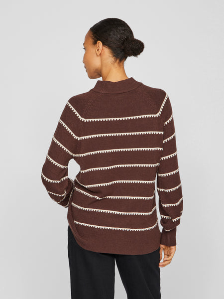 Trui Crewneck Viril Stripe Coffee Bean | Vila