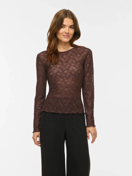 Lace Top Vifay Coffee Bean | Vila