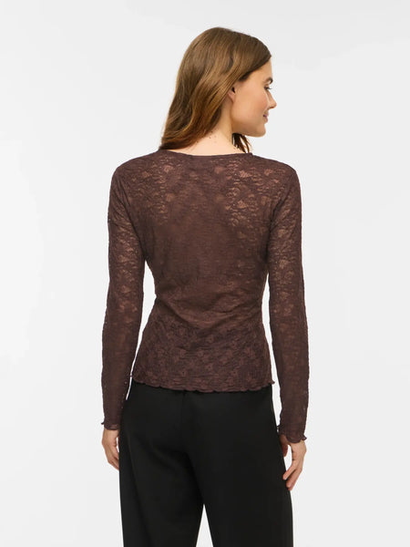 Lace Top Vifay Coffee Bean | Vila