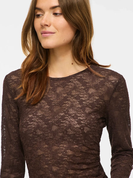 Lace Top Vifay Coffee Bean | Vila