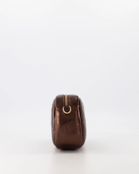 Tas Irene Leer | Metallic Donker Bruin