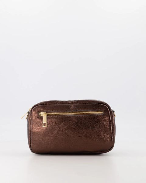 Tas Irene Leer | Metallic Donker Bruin