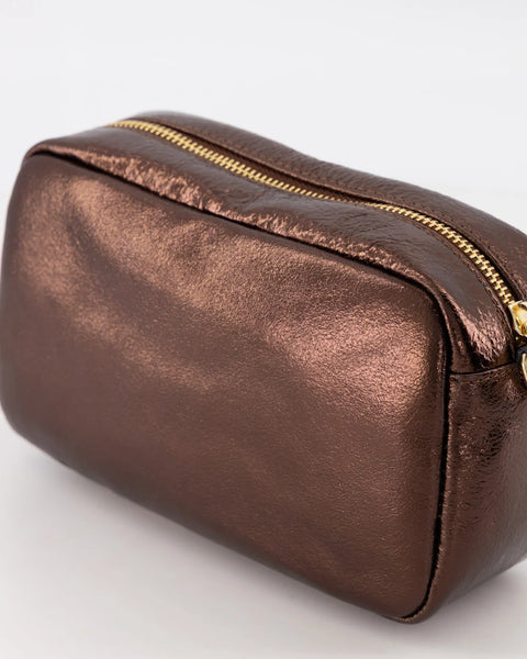 Tas Irene Leer | Metallic Donker Bruin