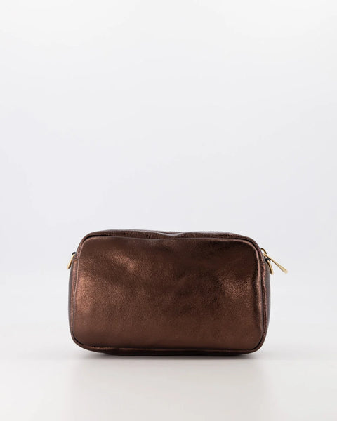 Tas Irene Leer | Metallic Donker Bruin