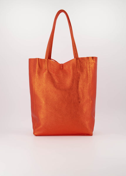 Shopper Mia Leer | Metallic Oranje