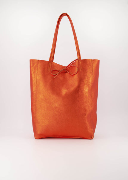 Shopper Mia Leer | Metallic Oranje