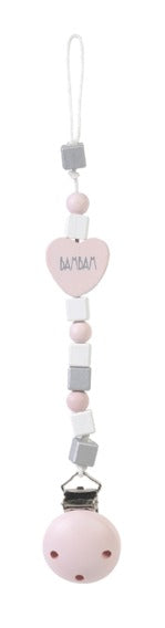 Pacifier Clip Heart Pink | BamBam