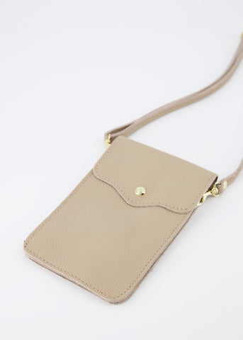 Telefoon Tasje Pona Leer | Taupe